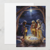 Traditionele Drie Wijzen Kerststal Feestdagenkaart (Voorkant / Achterkant)