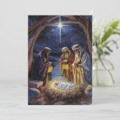 Traditionele Drie Wijzen Kerststal Feestdagenkaart (Staand voorkant)