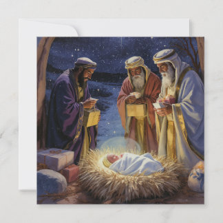 Traditionele Drie Wijzen Kerststal Kaart