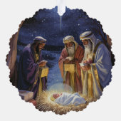 Traditionele Drie Wijzen Kerststal Ornament Kaart (Achterkant)