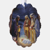 Traditionele Drie Wijzen Kerststal Ornament Kaart (Links)