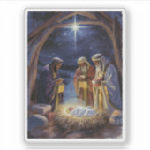 Traditionele Drie Wijzen Kerststal Sticker (Voorkant)