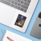 Traditionele Drie Wijzen Kerststal Sticker (Laptop met iPhone)