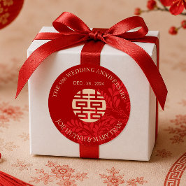 Traditionele Dubbele Geluks Huwelijksjubileum Ronde Sticker