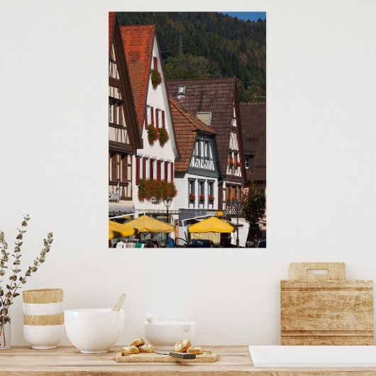 Traditionele Duitse woningen Poster (Keuken)