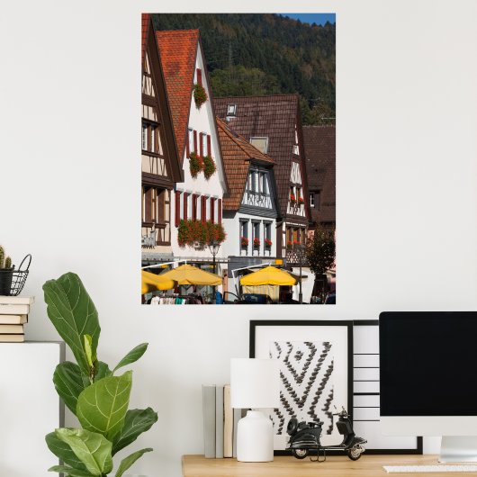 Traditionele Duitse woningen Poster (Thuiskantoor)