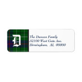 Traditionele Duncan Tartan Pset Monogram Etiket (Voorkant)