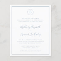 Traditionele Dusty Blue Budget Huwelijksuitnodigin