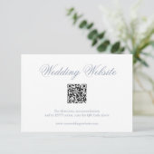 Traditionele Dusty Blue formele QR-code bruiloft Informatiekaartje (Staand voorkant)