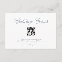Traditionele Dusty Blue formele QR-code bruiloft Informatiekaartje