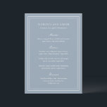 Traditionele Dusty Blue Timeless Wedding Menu<br><div class="desc">Elegant huwelijksmenu met een eenvoudig en klassiek ontwerp.</div>