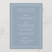 Traditionele Dusty Blue Timeless Wedding Menu (Voorkant)