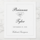 Traditionele Eenvoudige Elegante Witte Formele Huw Wijn Etiket (Enkel label)