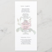 Traditionele eenzijdige Roos bruiloft Programmakaart (Achterkant)