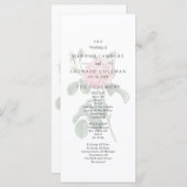 Traditionele eenzijdige Roos bruiloft Programmakaart (Voorkant / Achterkant)