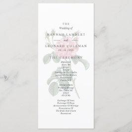 Traditionele eenzijdige Roos bruiloft Programmakaart