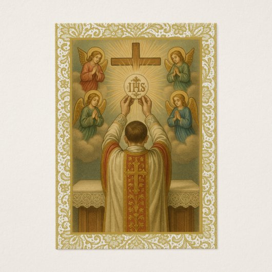 Traditionele Eerste Heilige Communie IHS engelen Visitekaartje (Voorkant)