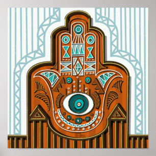 Traditionele Egyptische Hamsa Khamsa Hand Fatimah Poster