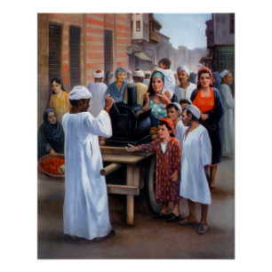Traditionele Egyptische Zoete Aardappelverkoper Vi Perfect Poster