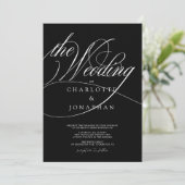 Traditionele Elegant Calligraphy Black Wedding Kaart (Staand voorkant)