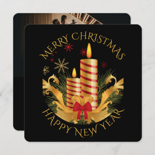 Traditionele Elegant Candle Holiday Foto Kerstmis Feestdagenkaart