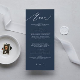 Traditionele Elegant Navy Blue Calligrafie Menu
