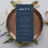 Traditionele Elegant Navy Blue White Monogram Menu