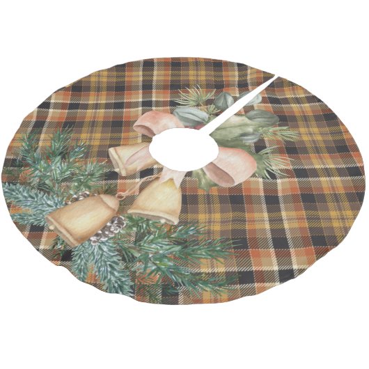 Traditionele elegant tartan bruin met feestelijke kerstboom rok (Gekanteld)