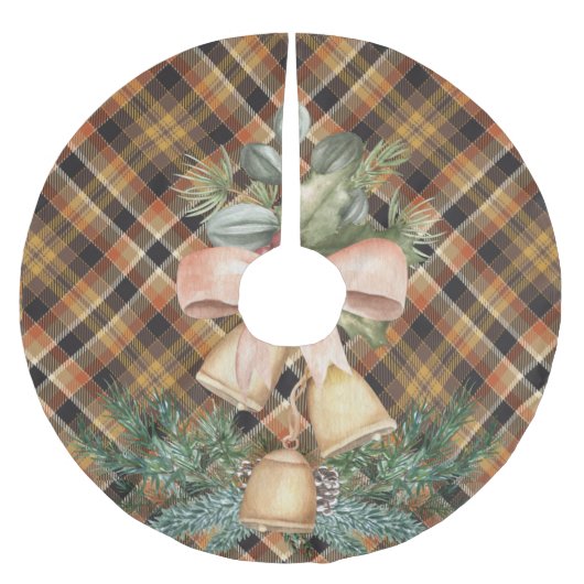 Traditionele elegant tartan bruin met feestelijke  kerstboom rok (Voorkant)