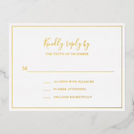 Traditionele Elegant Wedding Folie RSVP Card Uitnodiging Briefkaart
