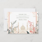 Traditionele Elegante Bloemen Islamitische Huwelij Bedankkaart (Voorkant)