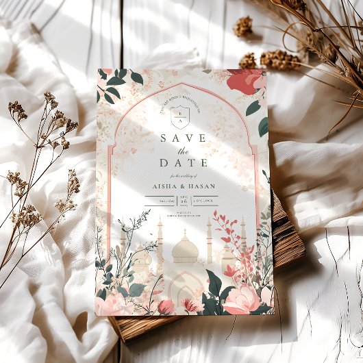 Traditionele Elegante Bloemen Islamitische Huwelij Save The Date