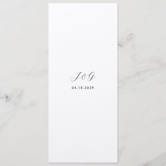 Traditionele elegante bruiloft menu (Achterkant)