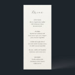 Traditionele elegante bruiloft menu<br><div class="desc">Klassieke stijl bruiloft menu met een eenvoudig ontwerp met uw monogram en de titel in een elegante kalligrafie.</div>
