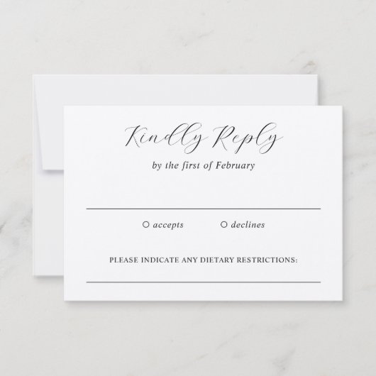 Traditionele elegante bruiloft RSVP kaartje (Voorkant)