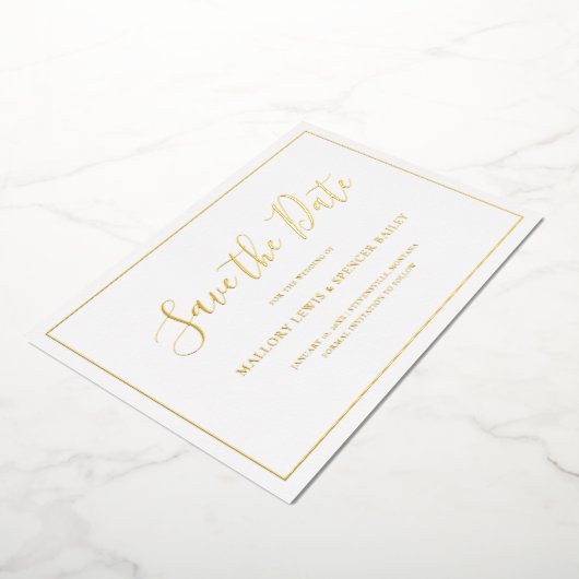 Traditionele elegante bruiloft save the date folie uitnodiging (Gedraaid)