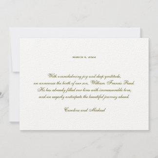 Traditionele Elegante Geslacht Neutrale Geboorte Aankondiging