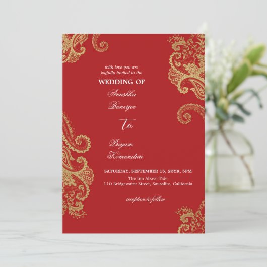 Traditionele Elegante Henna culturele bruiloft Kaart (Staand voorkant)