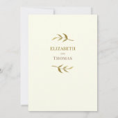 Traditionele elegante ivoor en gouden bruiloft kaart (Achterkant)