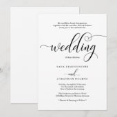 Traditionele elegante kalligrafie bruiloft uitnodi kaart (Voorkant / Achterkant)