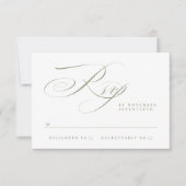 Traditionele Elegante Kalligrafie Sage Groene Brui RSVP Kaartje (Voorkant)