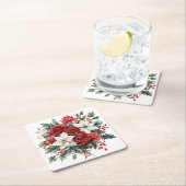 Traditionele elegante kerstpunsettia kartonnen onderzetters (Insitu)