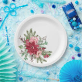 Traditionele elegante kerstpunsettia papieren bordje (Feest)