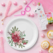 Traditionele elegante kerstpunsettia papieren bordje (Feest)