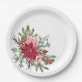 Traditionele elegante kerstpunsettia papieren bordje (Voorkant)