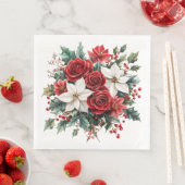 Traditionele elegante kerstpunsettia servet (Insitu)