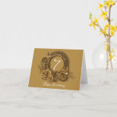 Traditionele Elegante Koperen Rozen 7e Trouwdag C Kaart (Gele Bloem)