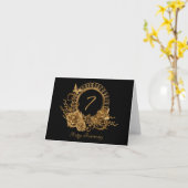 Traditionele Elegante Koperen Rozen 7e Verjaardag Kaart (Gele Bloem)
