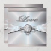 Traditionele elegante parel witte bruiloft kaart (Voorkant / Achterkant)
