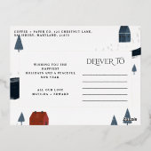Traditionele elegante rustieke winter sneeuw Kerst Folie Feestdagen Briefkaart (Achterkant)